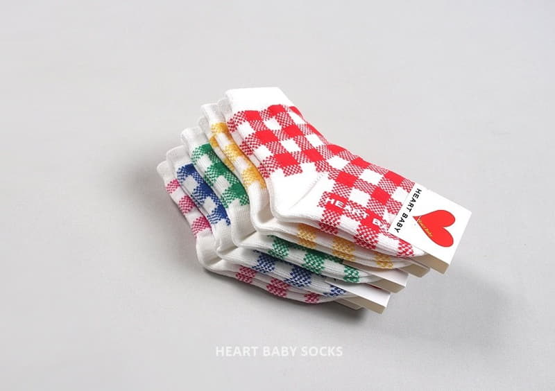 Heart Baby - Korean Children Fashion - #kidsstore - Cute Check Socks - 6