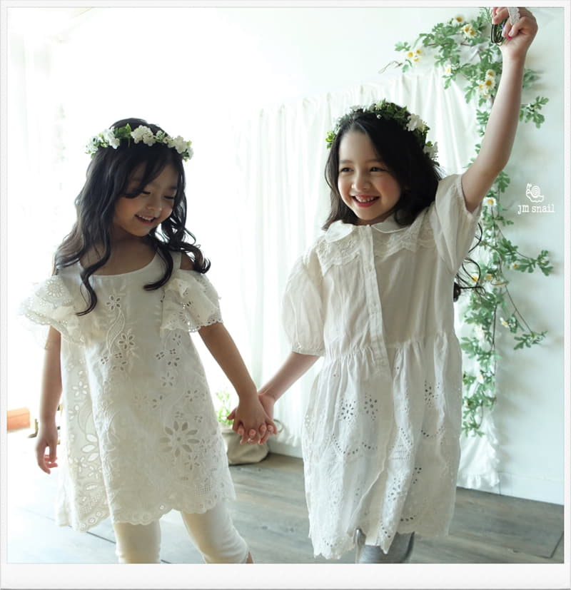 JM Snail - Korean Children Fashion - #designkidswear - Lace Punching Sleeveless One-piece - 7