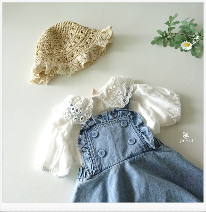 JM Snail - Korean Children Fashion - #kidsshorts - Frill Denim Vest One-piece - 12