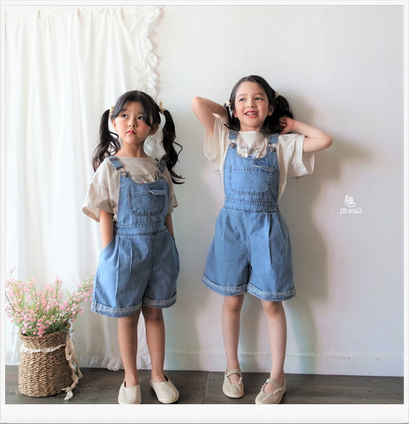 JM Snail - Korean Children Fashion - #littlefashionista - Roll UP Dungarees