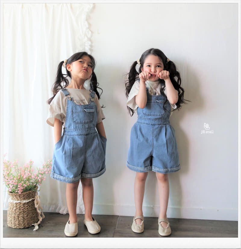 JM Snail - Korean Children Fashion - #minifashionista - Roll UP Dungarees - 3