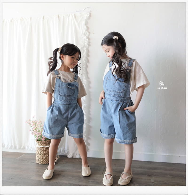 JM Snail - Korean Children Fashion - #minifashionista - Roll UP Dungarees - 4