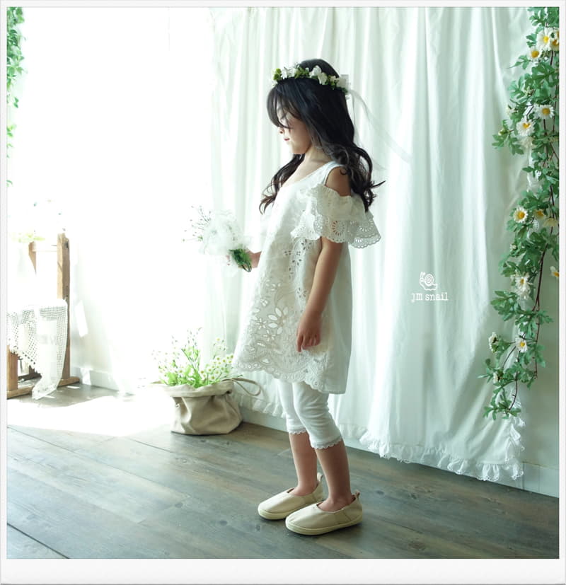 JM Snail - Korean Children Fashion - #todddlerfashion - Lace Punching Sleeveless One-piece - 2