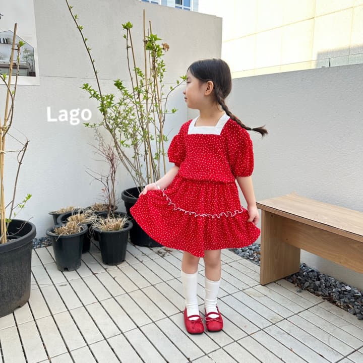 Lago - Korean Children Fashion - #Kfashion4kids - Square Dot Top Bottom Set - 5