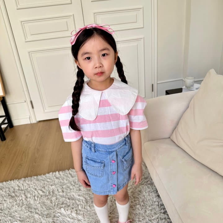 Lago - Korean Children Fashion - #Kfashion4kids - Stripes Collar Tee - 6