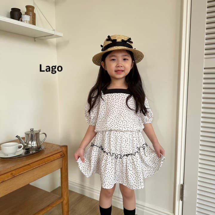 Lago - Korean Children Fashion - #childrensboutique - Square Dot Top Bottom Set - 12