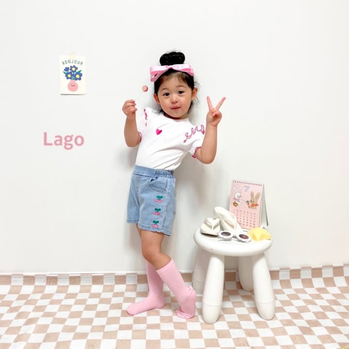 Lago - Korean Children Fashion - #childrensboutique - Cherry Embrodiery Pants