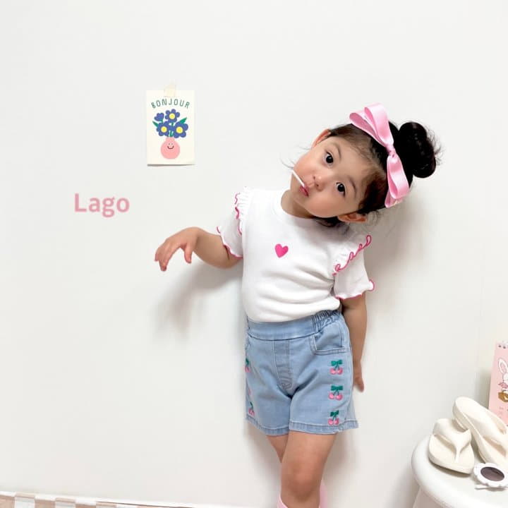 Lago - Korean Children Fashion - #designkidswear - Cherry Embrodiery Pants - 2