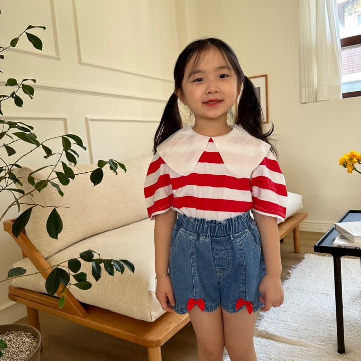 Lago - Korean Children Fashion - #discoveringself - Stripes Collar Tee