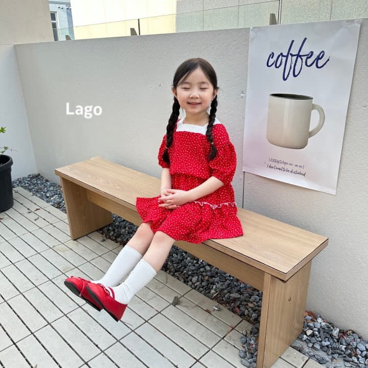 Lago - Korean Children Fashion - #fashionkids - Square Dot Top Bottom Set