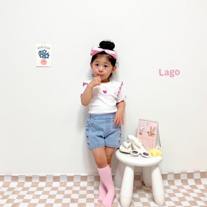 Lago - Korean Children Fashion - #kidsshorts - Cherry Embrodiery Pants - 5