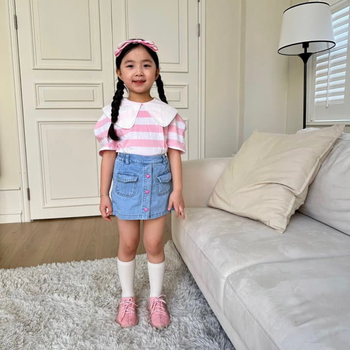 Lago - Korean Children Fashion - #kidzfashiontrend - Stripes Collar Tee - 5