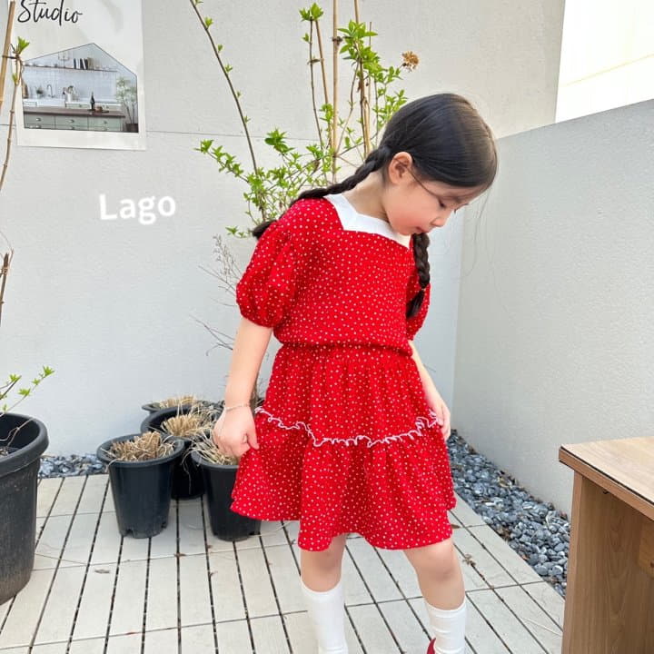 Lago - Korean Children Fashion - #littlefashionista - Square Dot Top Bottom Set - 6