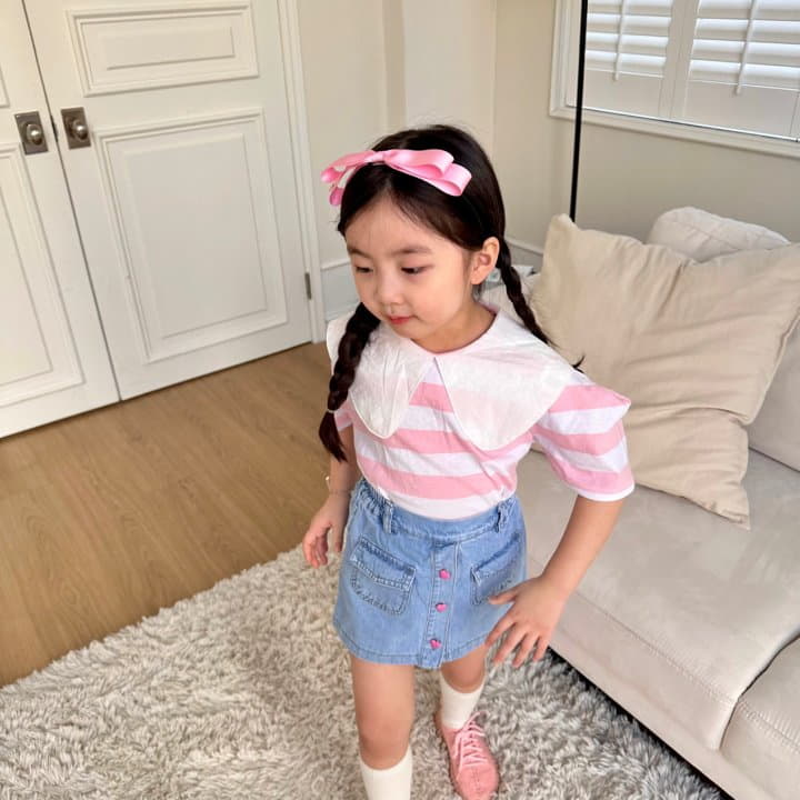 Lago - Korean Children Fashion - #littlefashionista - Stripes Collar Tee - 7