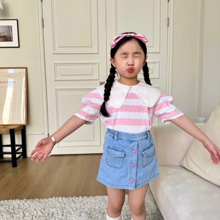 Lago - Korean Children Fashion - #minifashionista - Stripes Collar Tee - 9