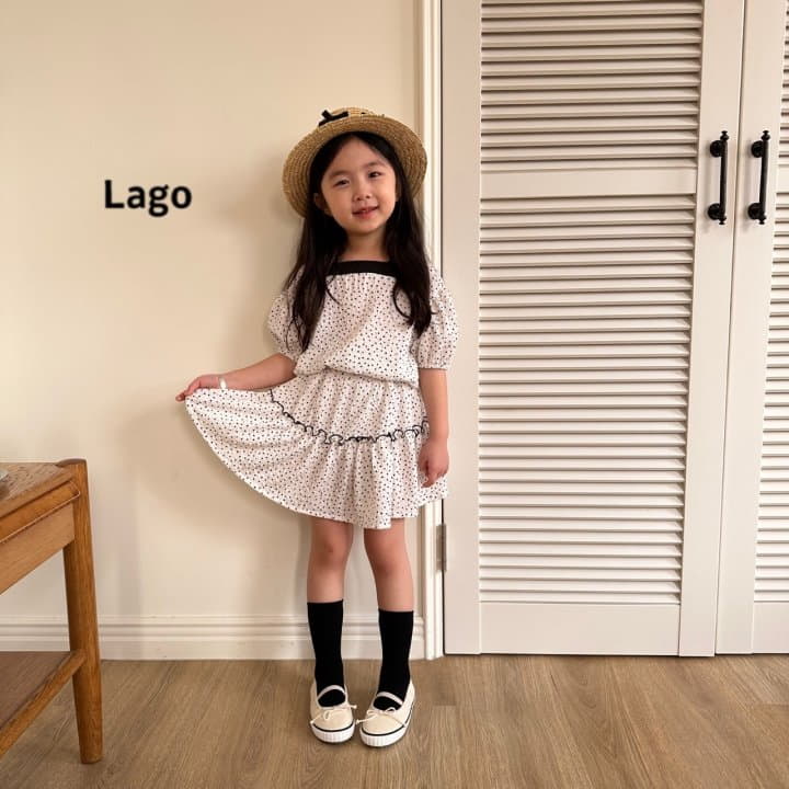 Lago - Korean Children Fashion - #prettylittlegirls - Square Dot Top Bottom Set - 9