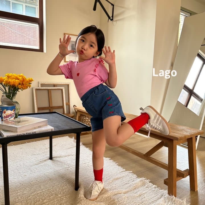 Lago - Korean Children Fashion - #prettylittlegirls - Cherry Embrodiery Pants - 12