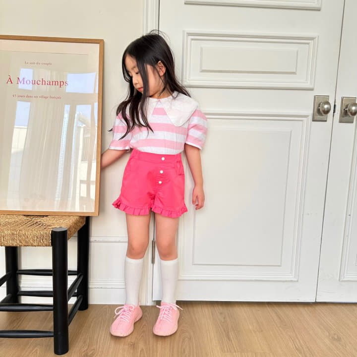 Lago - Korean Children Fashion - #toddlerclothing - Stripes Collar Tee - 12