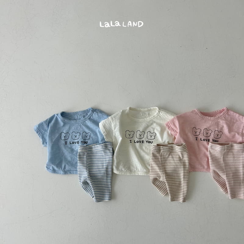 Lalaland - Korean Baby Fashion - #babyootd - Bebe I Love You Top Bottom Set