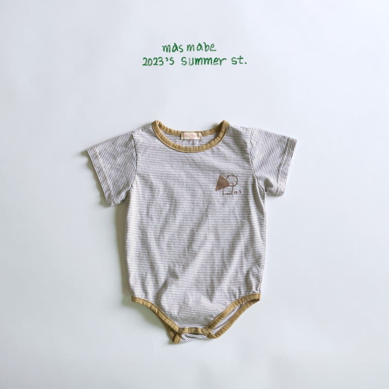 Masmabe - Korean Baby Fashion - #onlinebabyshop - Woodie Stripes Bodysuit Bebe