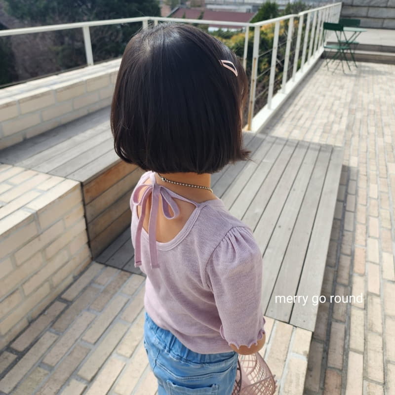 Merry Go Round - Korean Children Fashion - #kidsshorts - Natural Ribbon Tee - 2