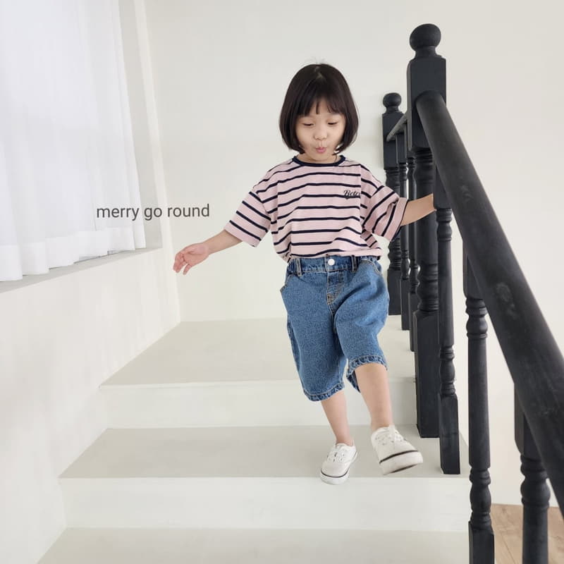 Merry Go Round - Korean Children Fashion - #kidsshorts - Retro Stripes Tee - 8