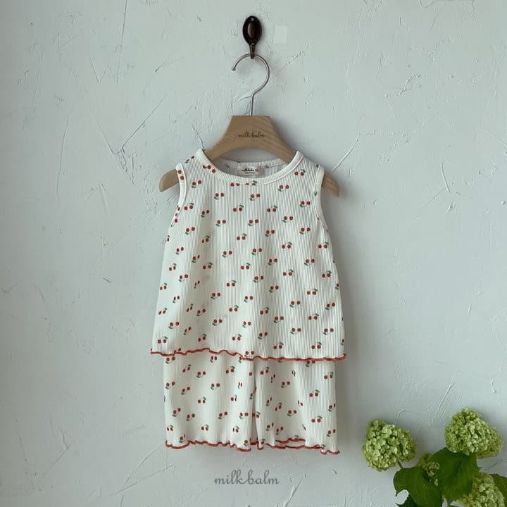 Milk Balm - Korean Children Fashion - #designkidswear - Cherry Top Bottom Set - 6