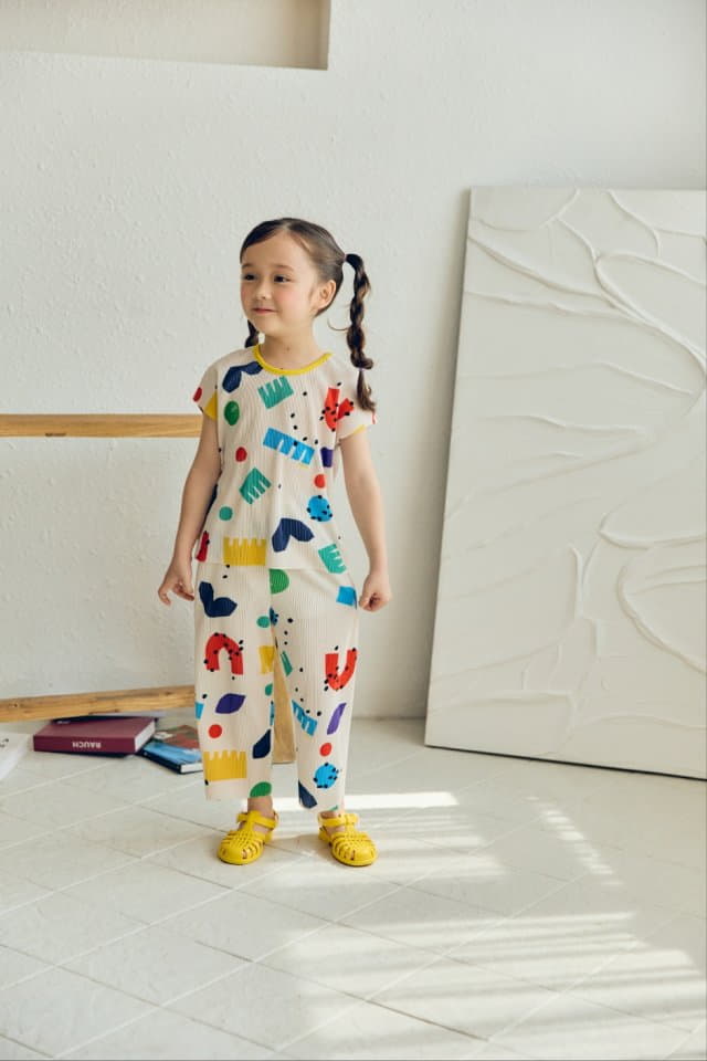 Mimico - Korean Children Fashion - #childofig - Day Wrinkle Top Bottom Set - 3