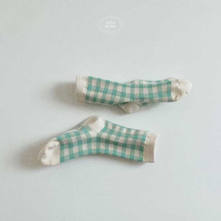 Mini Robe - Korean Baby Fashion - #babyboutique - Natural Check Socks - 10