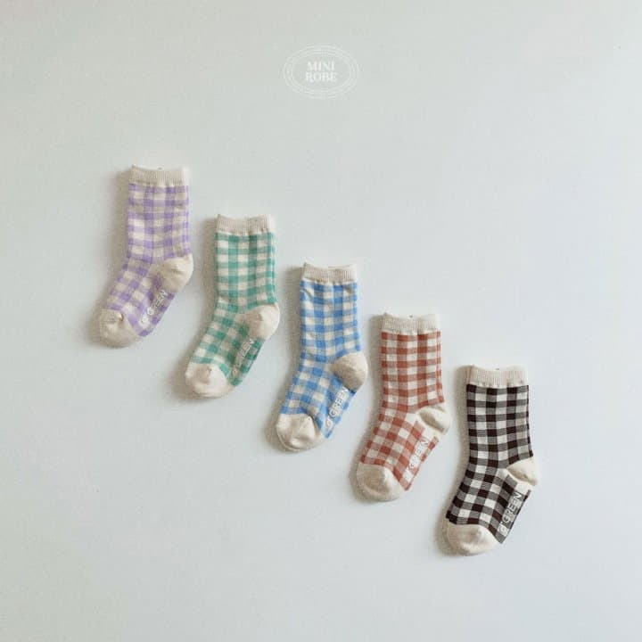 Mini Robe - Korean Baby Fashion - #babylifestyle - Natural Check Socks