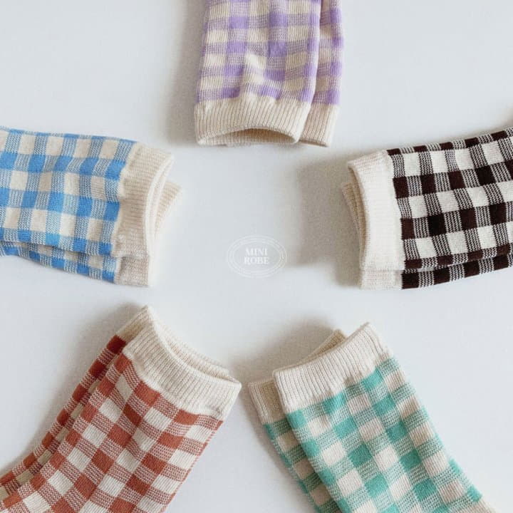 Mini Robe - Korean Baby Fashion - #babyoninstagram - Natural Check Socks - 2