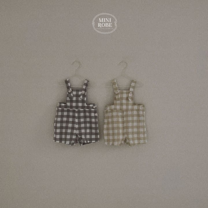 Mini Robe - Korean Baby Fashion - #babyootd - Check Dungaress - 8