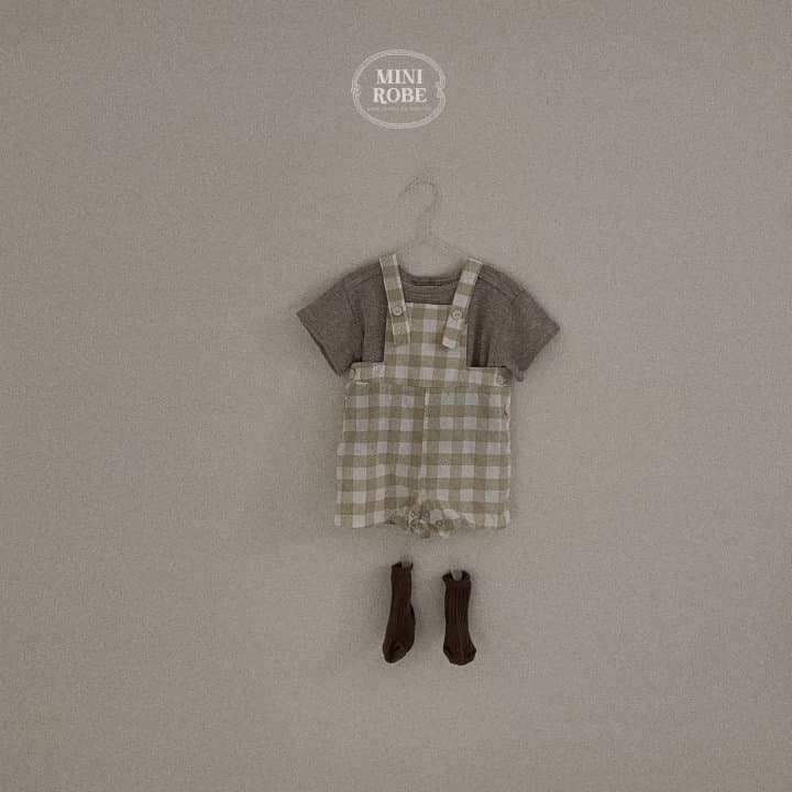 Mini Robe - Korean Baby Fashion - #babyoutfit - Check Dungaress - 10