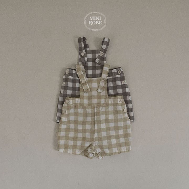 Mini Robe - Korean Baby Fashion - #babyoutfit - Check Dungaress - 9