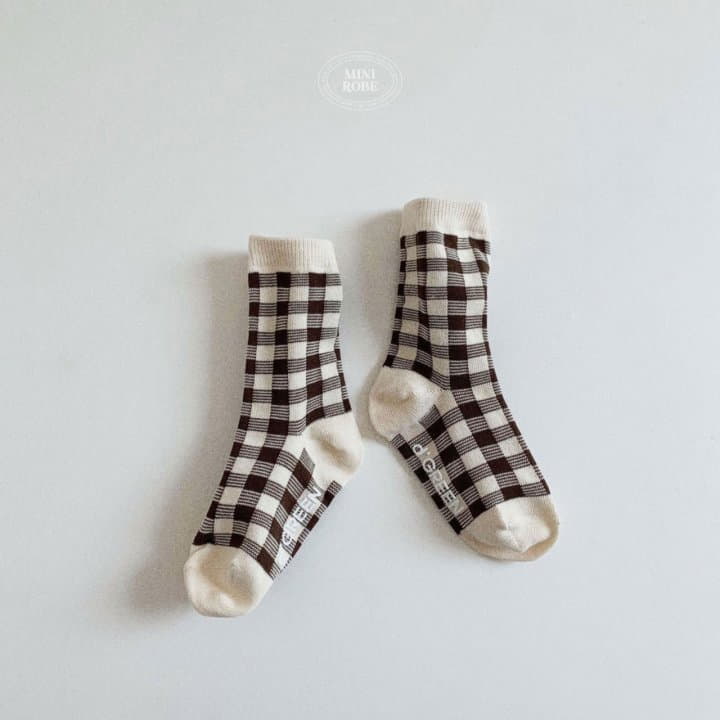 Mini Robe - Korean Baby Fashion - #onlinebabyboutique - Natural Check Socks - 7