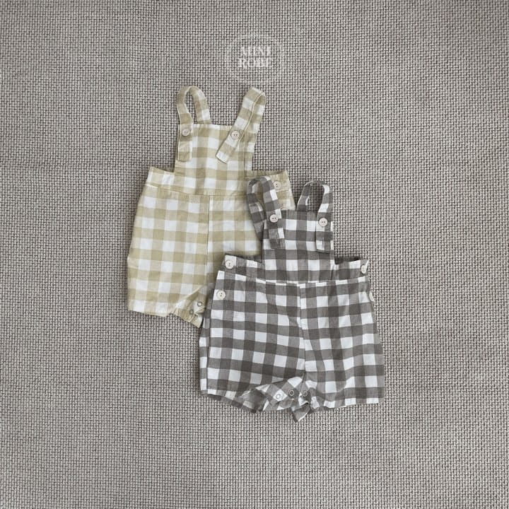 Mini Robe - Korean Baby Fashion - #onlinebabyboutique - Check Dungaress - 12