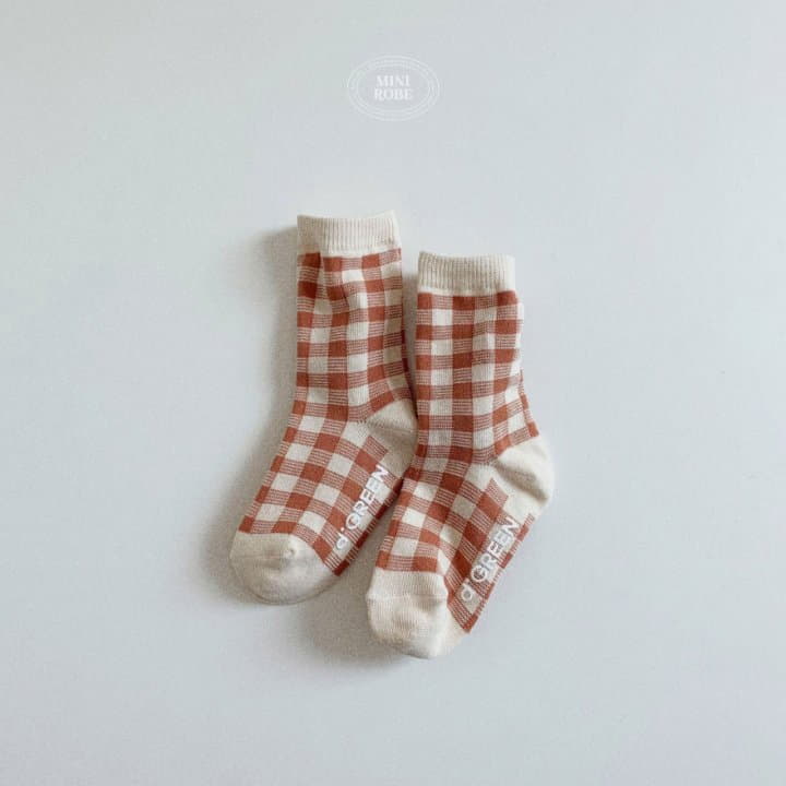 Mini Robe - Korean Baby Fashion - #onlinebabyshop - Natural Check Socks - 8