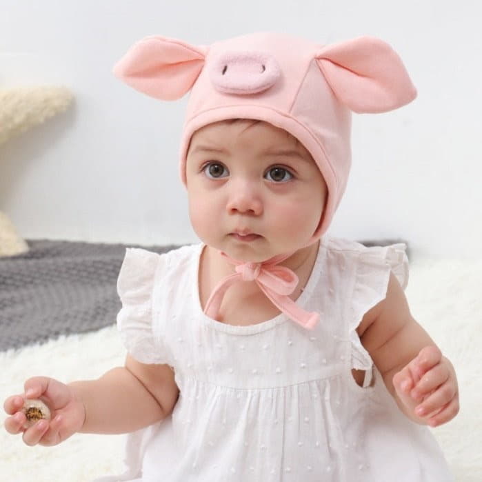 Miso - Korean Baby Fashion - #onlinebabyshop - Pig Bonnet Hat