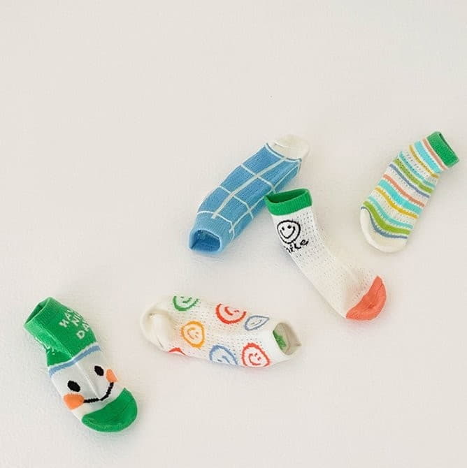 Miso - Korean Children Fashion - #designkidswear - Green Smile Socks