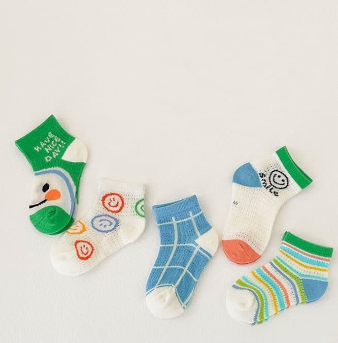 Miso - Korean Children Fashion - #discoveringself - Green Smile Socks - 2