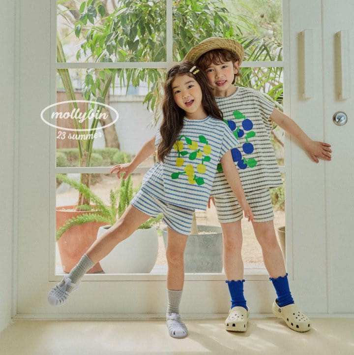 Mollybin - Korean Children Fashion - #minifashionista - Sweet Terry Top Bottom Set