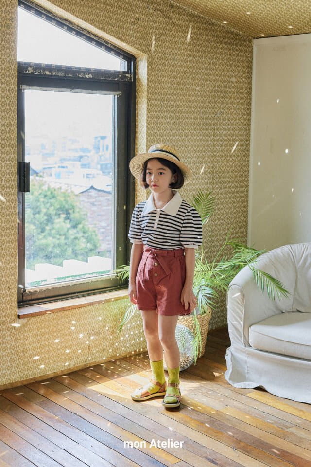 Mon Atelier - Korean Children Fashion - #kidsstore - Linen Belt Shorts - 8