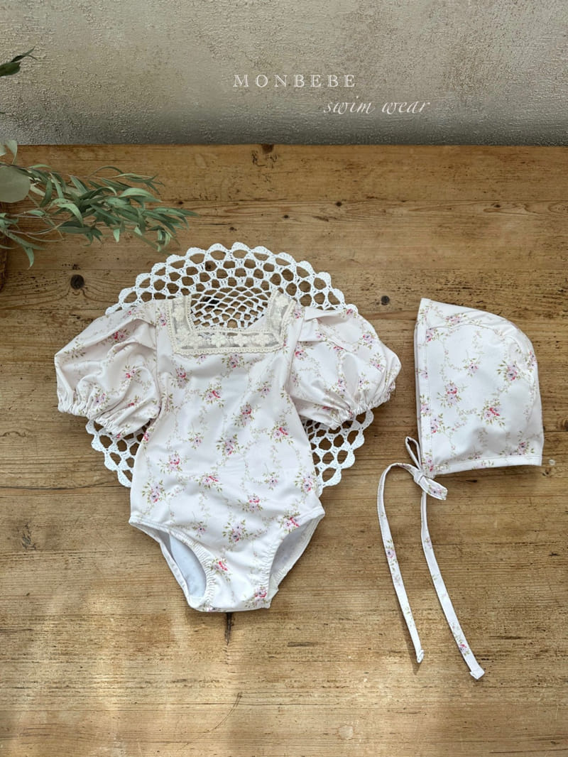 Monbebe - Korean Baby Fashion - #babyoutfit - Flower Swim Bodysuit - 4