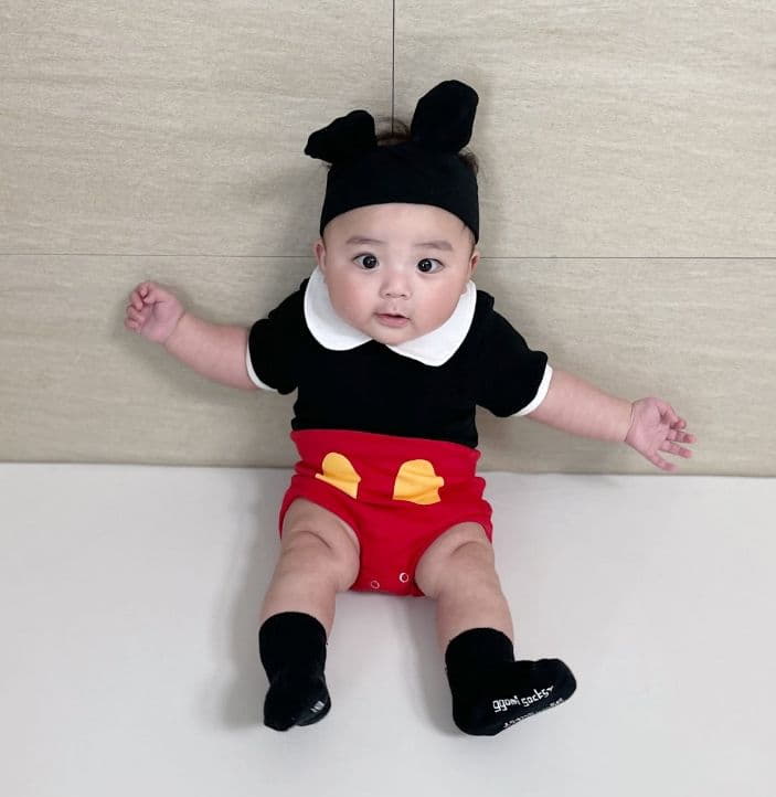 Moran - Korean Baby Fashion - #babyclothing - Collar Mickey Bodysuit - 2