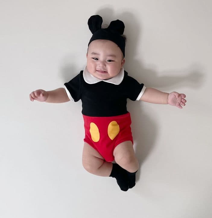 Moran - Korean Baby Fashion - #babyfashion - Collar Mickey Bodysuit - 4