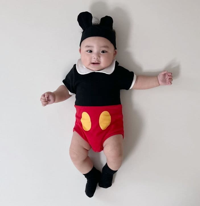 Moran - Korean Baby Fashion - #babygirlfashion - Collar Mickey Bodysuit - 5