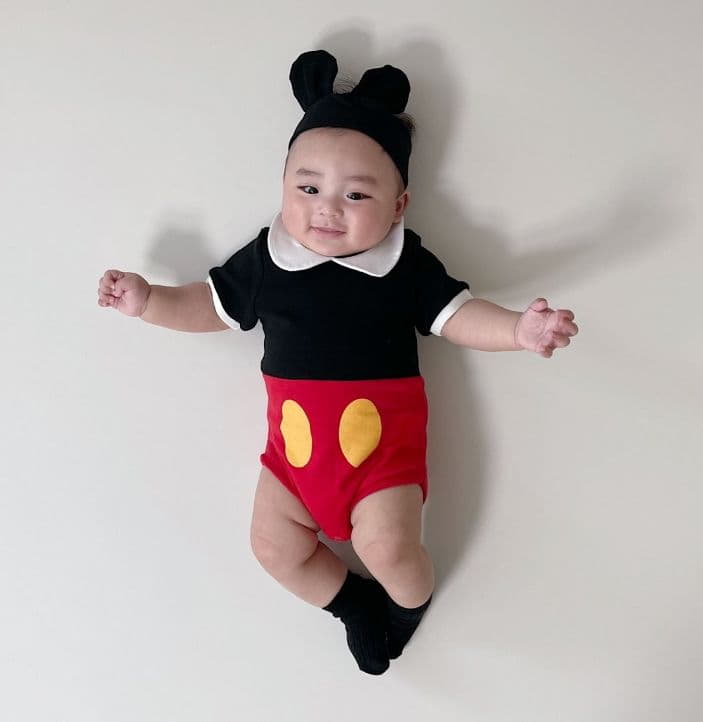 Moran - Korean Baby Fashion - #babylifestyle - Collar Mickey Bodysuit - 6