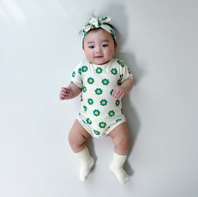 Moran - Korean Baby Fashion - #babylifestyle - Mong Flower Bodysuit with Hairband - 7