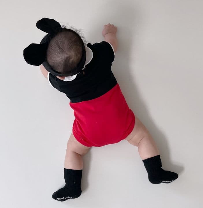 Moran - Korean Baby Fashion - #babyootd - Collar Mickey Bodysuit - 8