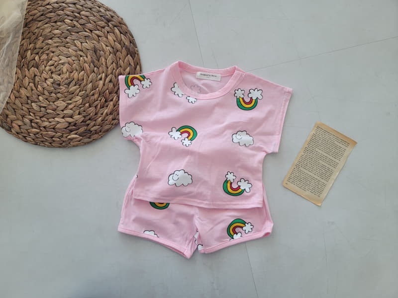 Moran - Korean Children Fashion - #Kfashion4kids - Rainbow Cloud Top Bottom Set - 3